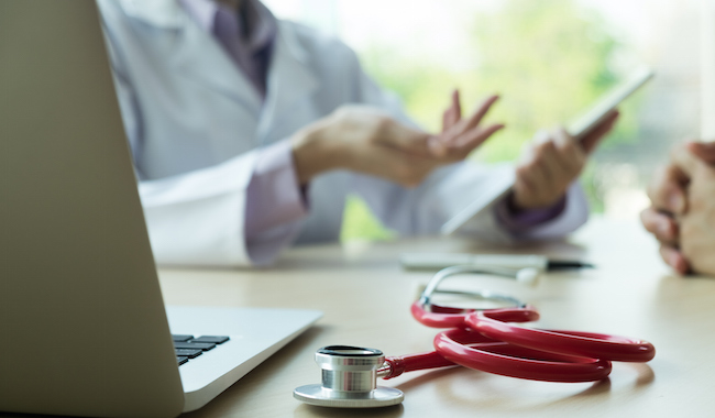 Close up Stethoscope. Doctor working in hospital