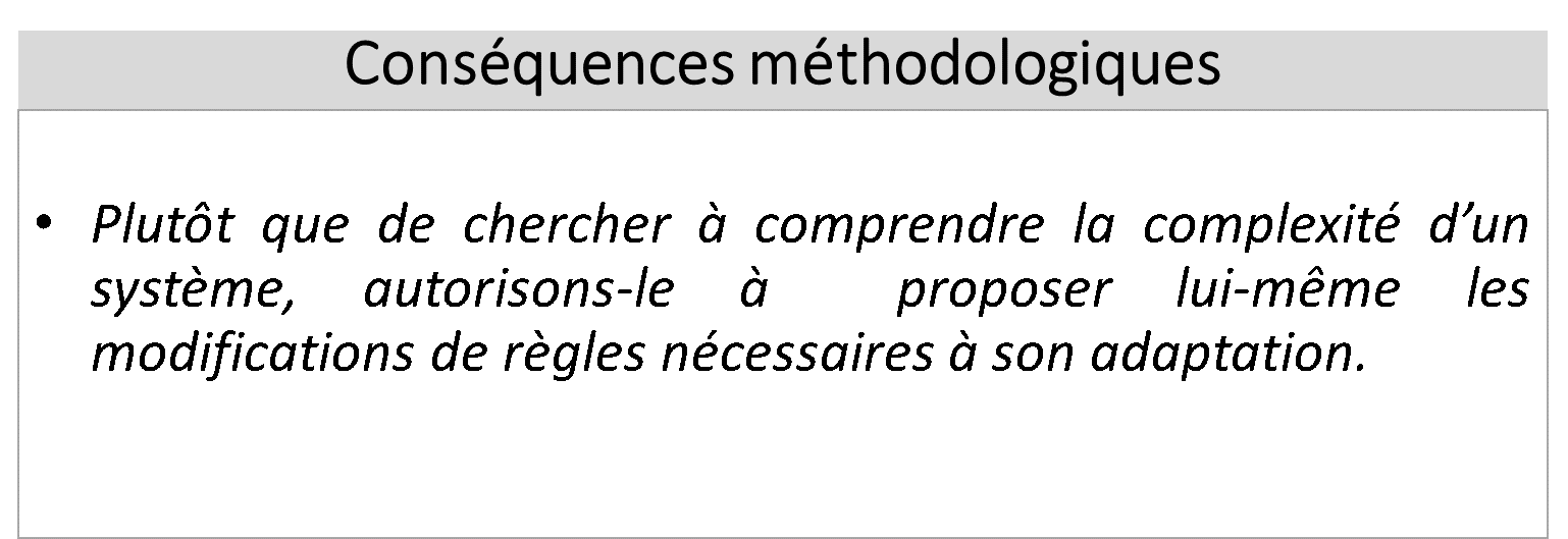 Encadré 5, COMPLEXITE ET ADAPTABILITE (conséquences)