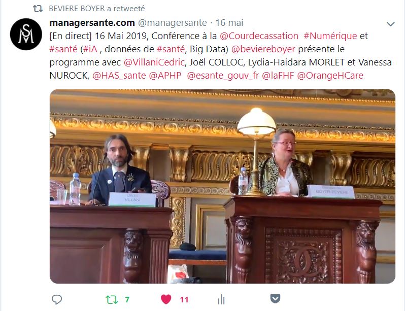 Intervention de Bénédicte BEVIERE BOYER capture d'écran sur Twitter Cour de Cassation 15 Mai 2019